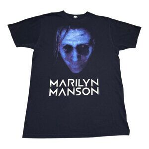 2012 Bay Island Marilyn Manson Big Face‎ Metal Band Black Shirt Adult Medium